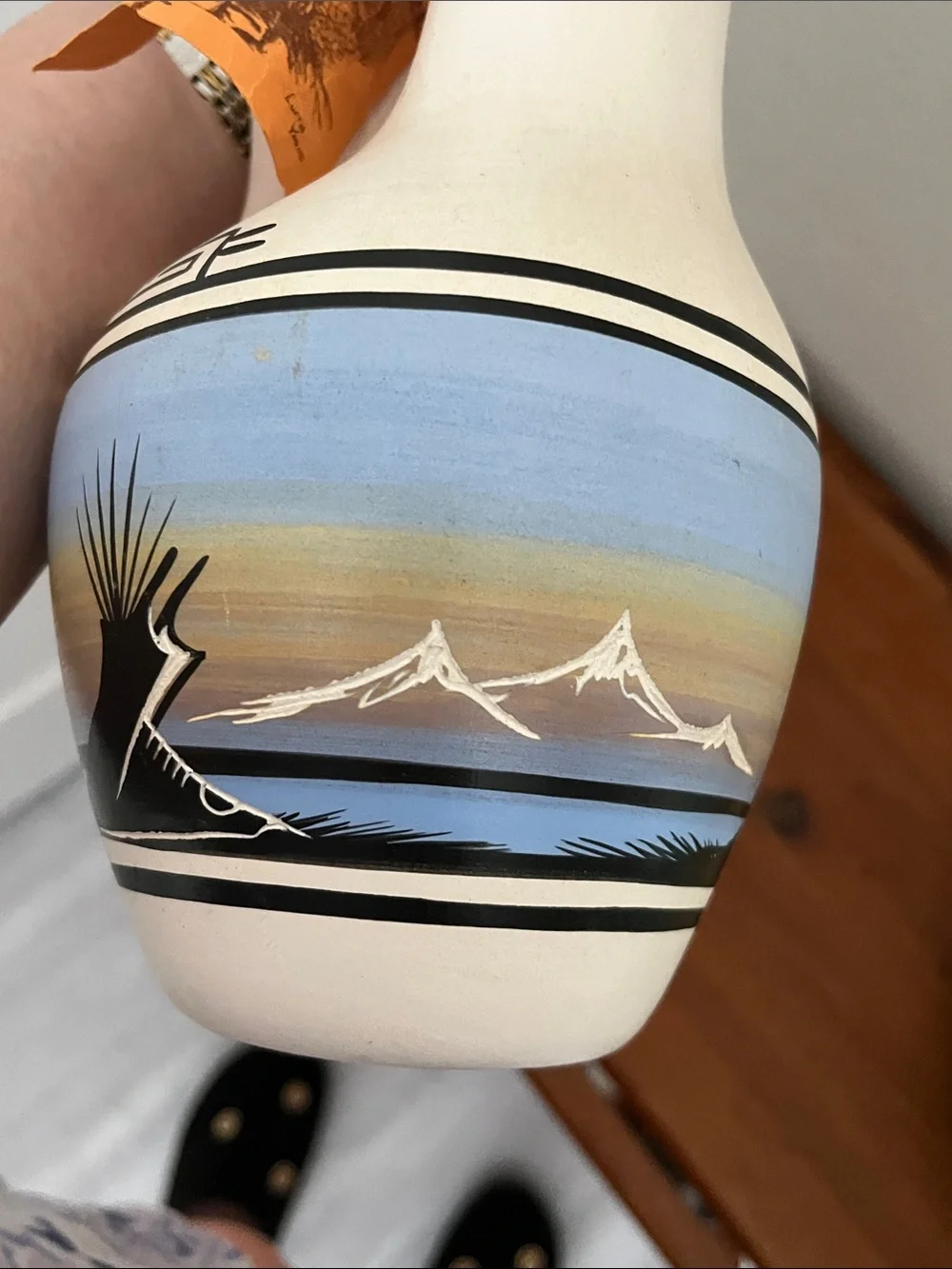 Wedding Vase Double-Handled VTG American Indian Pottery Vase w Tag Signed